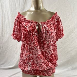 MAJORA Ruffled Open Neck Blouse | Large